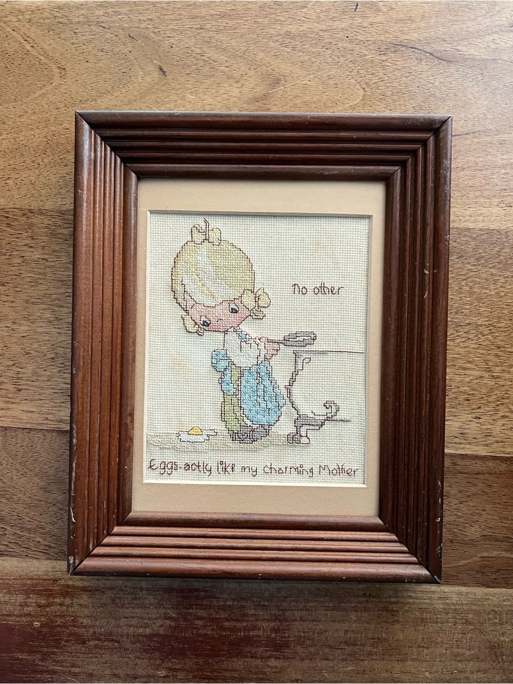 Framed Cross-Stitch Precious Moments Wall Art Framed with Pastel Illustration